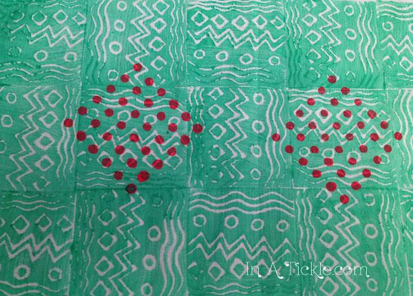 Hand printed green fabric